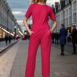 Roadster Magenta Round Neck Short Sleeves T-Shirt With Trouser-picture-39