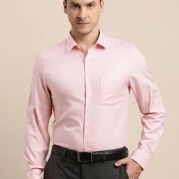 Turtle Men Self Design Textured Classic Slim Fit Opaque Formal Shirt-15