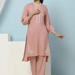 Nayam By Lakshita Women Floral Embroidered Regular Thread Work Kurta with Palazzos-picture-13