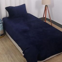 BREVARD Navy Blue Wool 260 TC Single Bedsheet Set 2.28 m x 1.52 m-image-45