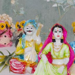 Aura White 2 Pieces Rajasthani Musicians Statue Figurine Showpiece-10