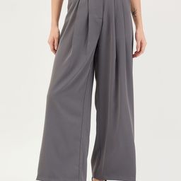 ELLE Women Flared High-Rise Pleated Trousers-image-114