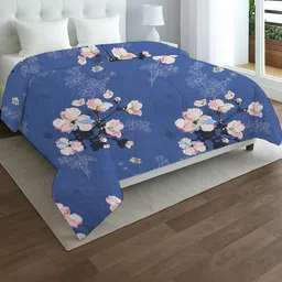 IVAZA Blue & Peach-Coloured Floral Microfiber AC Room 210 GSM Double Bed Comforter-image-10