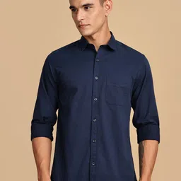Guns & Sons Men Premium Regular Fit Spread Collar Solid Cotton Casual Shirt-image-122