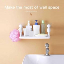 Wall Mounted Self Adhesive Organizer for Kitchen, Bathroom, Bedroom, Office Plastic Wall Shelf-image-37
