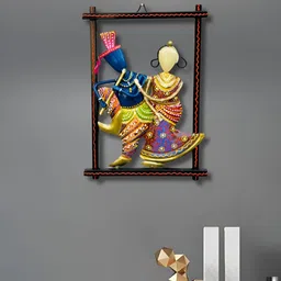 ANSHIKA INTERNATIONAL Blue & Green Metal Radha Krishna Wall Decor-38