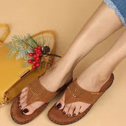 BIG BIRD FOOTWEAR Women Embellished T-Strap Flats-33