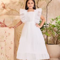 Sangria Girls Flutter Sleeve Net Gown-image-87
