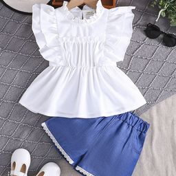 INCLUDGirls Round Neck Ruffled Top With Shorts-image-61