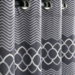 Saral Home Grey & White Set of 2 Geometric Room Darkening Window Curtain-3