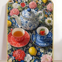 Livin'luxe Green & Blue Vintage Tea Printed Wall Art-picture-21