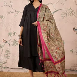 InWeave Printed Kurta With Palazzos & With Dupatta-12