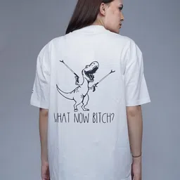 CREATIVE LINE Women Graphic Printed Round Neck Cotton Oversized T-shirt-image-72