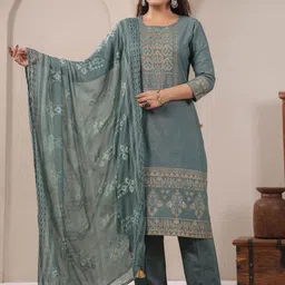 Span Women Ethnic Motifs Printed Regular Pure Cotton Kurta with Trousers & With Dupatta-picture-34