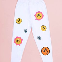 KiddoPanti Girls Smiley-Printed Stretchable Legging-image-7