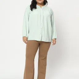 HERE&NOW Mandarin Collar Shirt Style Top-picture-47