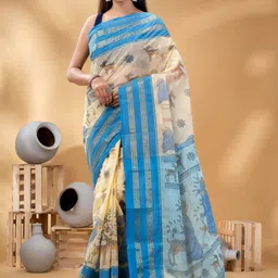 DESH BIDESH Woven Design Pure Cotton Taant Saree-image-20