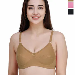 College Girl Pack of 3 Solid Non Padded Full Coverage All Day Comfort Cotton Bra-image-35