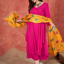 InWeave Women Solid Kurta with Palazzos & Dupatta-image-19