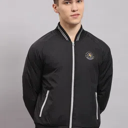 Monte Carlo Men Solid Mock Collar Bomber Jacket-27