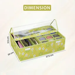 Kuber Industries Green 2 Pcs Printed Reusable Drawer Organisers With Transparent Lid image 2