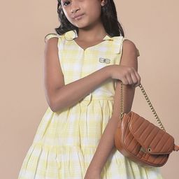 V-Mart Girls Checked Bow Fit and Flare Knee Length Dresses-picture-29
