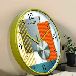 RANDOM Green & Orange Printed Contemporary Round Analogue Wall Clock-8