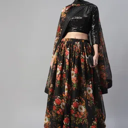 FABPIXEL Embroidered Sequinned Semi-Stitched Lehenga & Unstitched Blouse With Dupatta-19