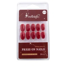FEELHIGH Set Of 24 Press On Cat Eye Reusable Nails - E-14-13
