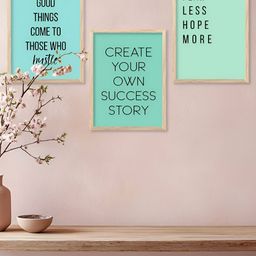 Kotart Brown & Green 3 Pieces Typography Printed Wooden Wall Arts-picture-1