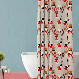 ArtzFolio Brown & Red Printed Waterproof Shower Curtain-11