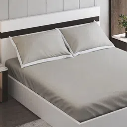 Home Centre Grey 200 TC King Bedsheet with 2 Pillow Covers-image-11