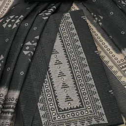 Soch Geometric Printed Mirror Work Tussar Unstitched Dress Material-13