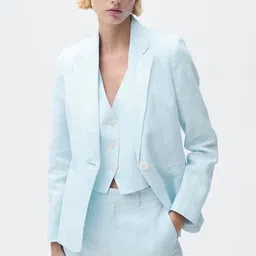 MANGO Pure Linen Single-Breasted Blazer-10
