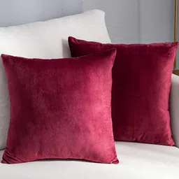 AAZEEM Red 2 Pieces Velvet Square Cushion Covers-39