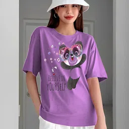 LECOWAR Typography Printed Round Neck Drop-Shoulder Sleeves Oversized T-shirt-picture-9
