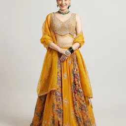 MOHEY Embroidered Thread Work Ready to Wear Lehenga & Blouse With Dupatta-picture-18