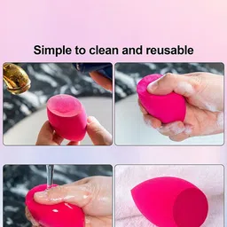 Facejewel Set Of 10 Makeup Sponges With Powder Puff With Big Heart, Triangle & Finger Puff image 3