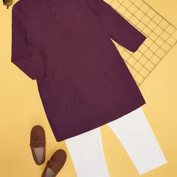 indus route by Pantaloons Boys Mandarin Collar Straight Kurta With Pyjamas-29