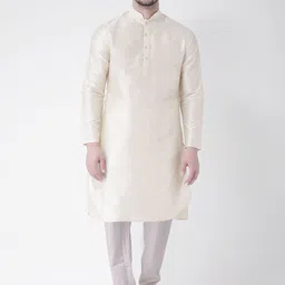 SG LEMAN Men Regular Dupion Silk Kurta with Pyjamas image 1