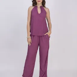 Moomaya Halter Neck Top With Trousers Co-Ord-picture-40