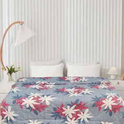 Aura Purple & White Floral Printed AC Room 300 GSM Double Bed Comforter-14