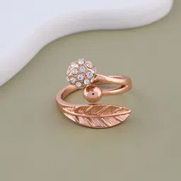 GC PREMIUM JEWELLERY Rose Gold-Plated Crystals-Studded Adjustable Finger Ring-12
