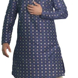 House of Aqss Ethnic Motifs Woven Design Mandarin Collar Straight Kurta With Pyjamas-picture-39