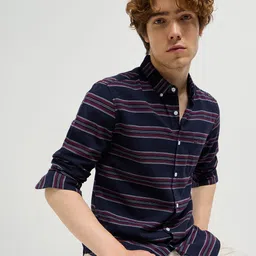 THE BEAR HOUSE 
Men Cotton Slim Fit Striped Casual Shirt-image-97