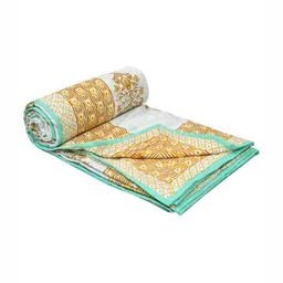 Sangria White & Brown Ethnic Motifs Printed Pure Cotton 150 GSM Double Bed Dohar-image-92