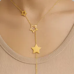 The Jewellery Tale Stainless Steel Gold-Plated Star Shaped Minimal Necklace-picture-14