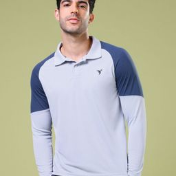 Technosport Men Colourblocked Polo Collar Anti Static Slim Fit T-shirt-image-75