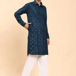 Pro-Ethic STYLE DEVELOPER Men Embroidered Regular Sequinned Kurta with Salwar image 5