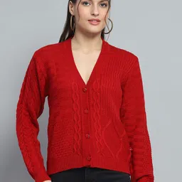 Monte Carlo Women Cable Knit Woollen Cardigan-image-58